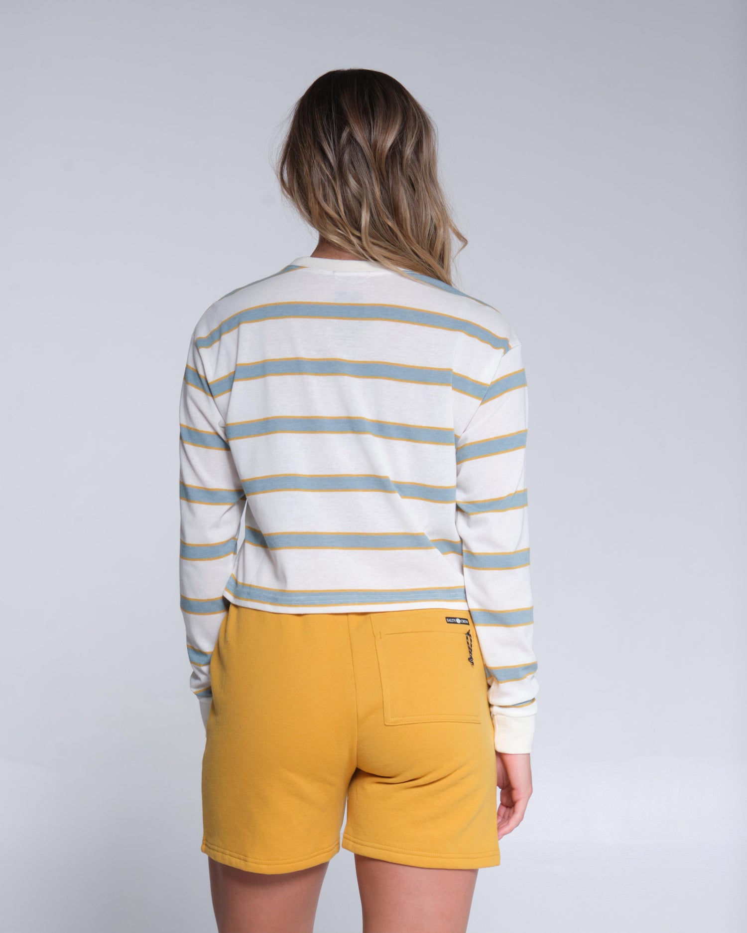 back view of Leeward Dusty Turq Mid Weight L/S