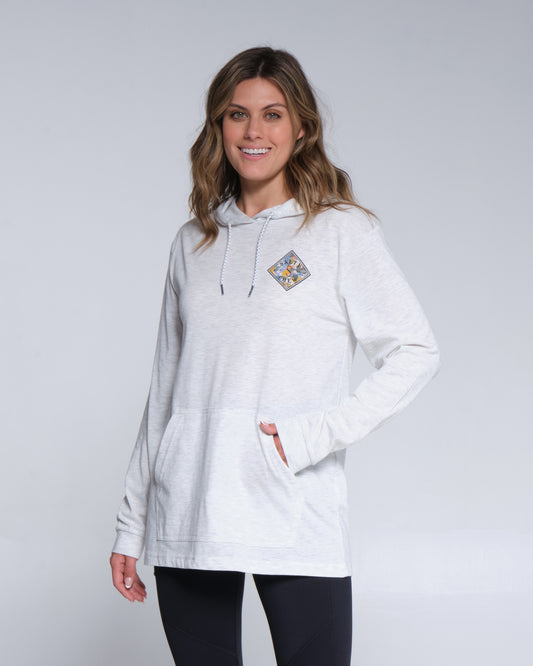On body front of the Tippet Tropic Vintage White Mid Weight Hoody