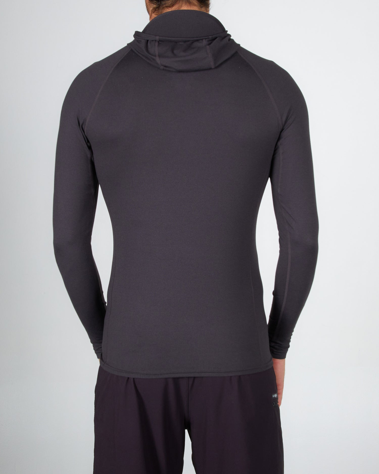 On body back of the Thrill Seekers Black Hood Surf Shirt