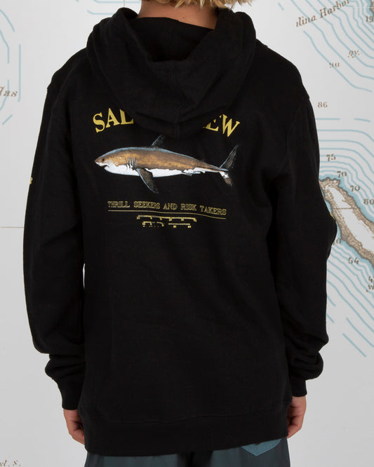 On body back of Bruce Boys Black Hood Fleece