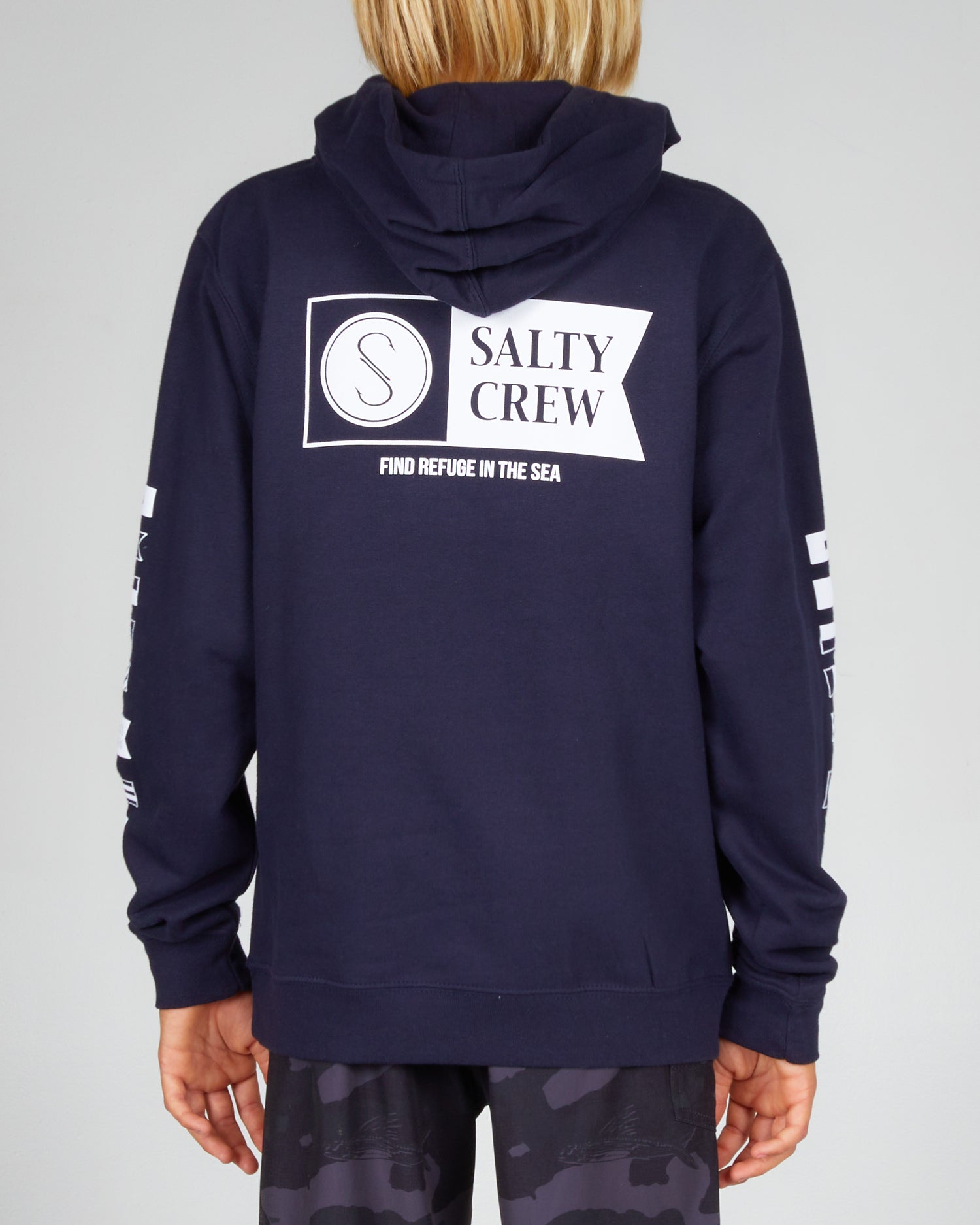 back graphic of Alpha Flag Boys Navy Fleece