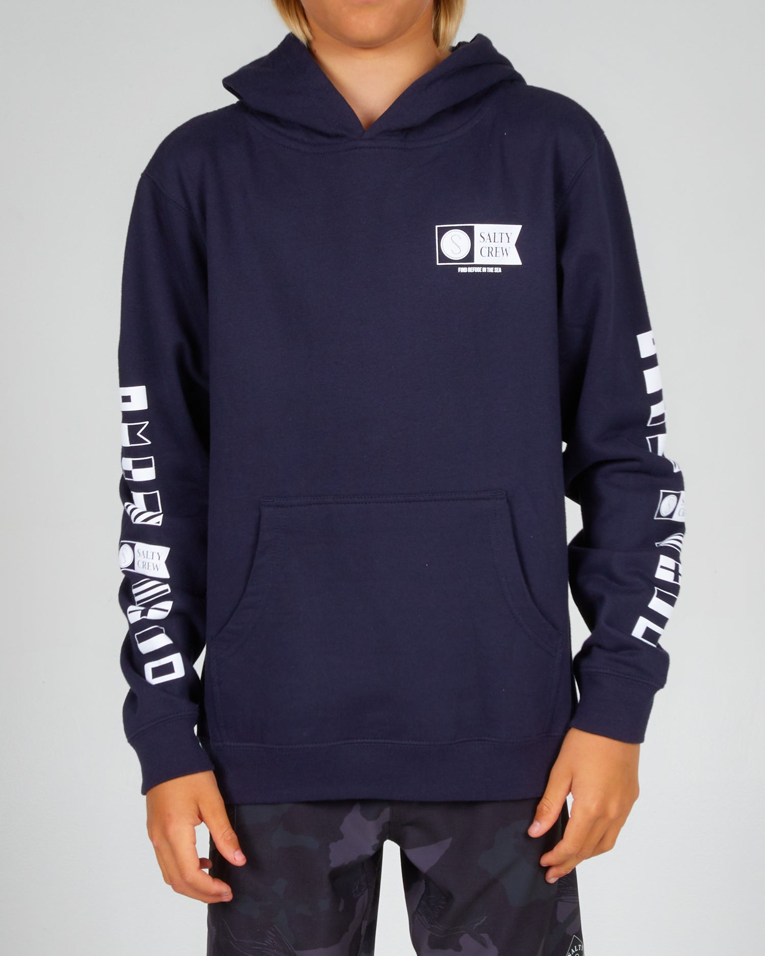 front view of Alpha Flag Boys Navy Fleece