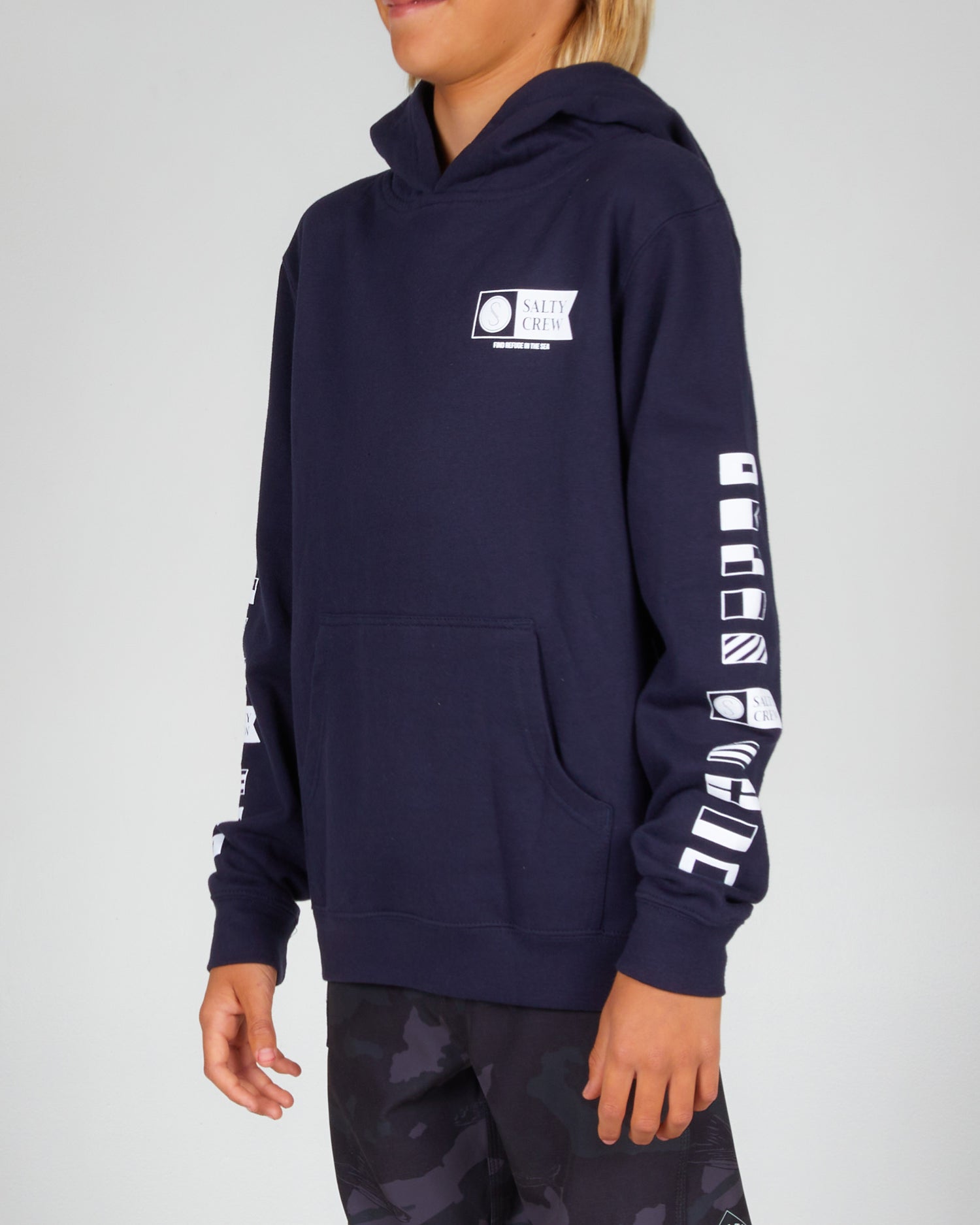 front angled Alpha Flag Boys Navy Fleece