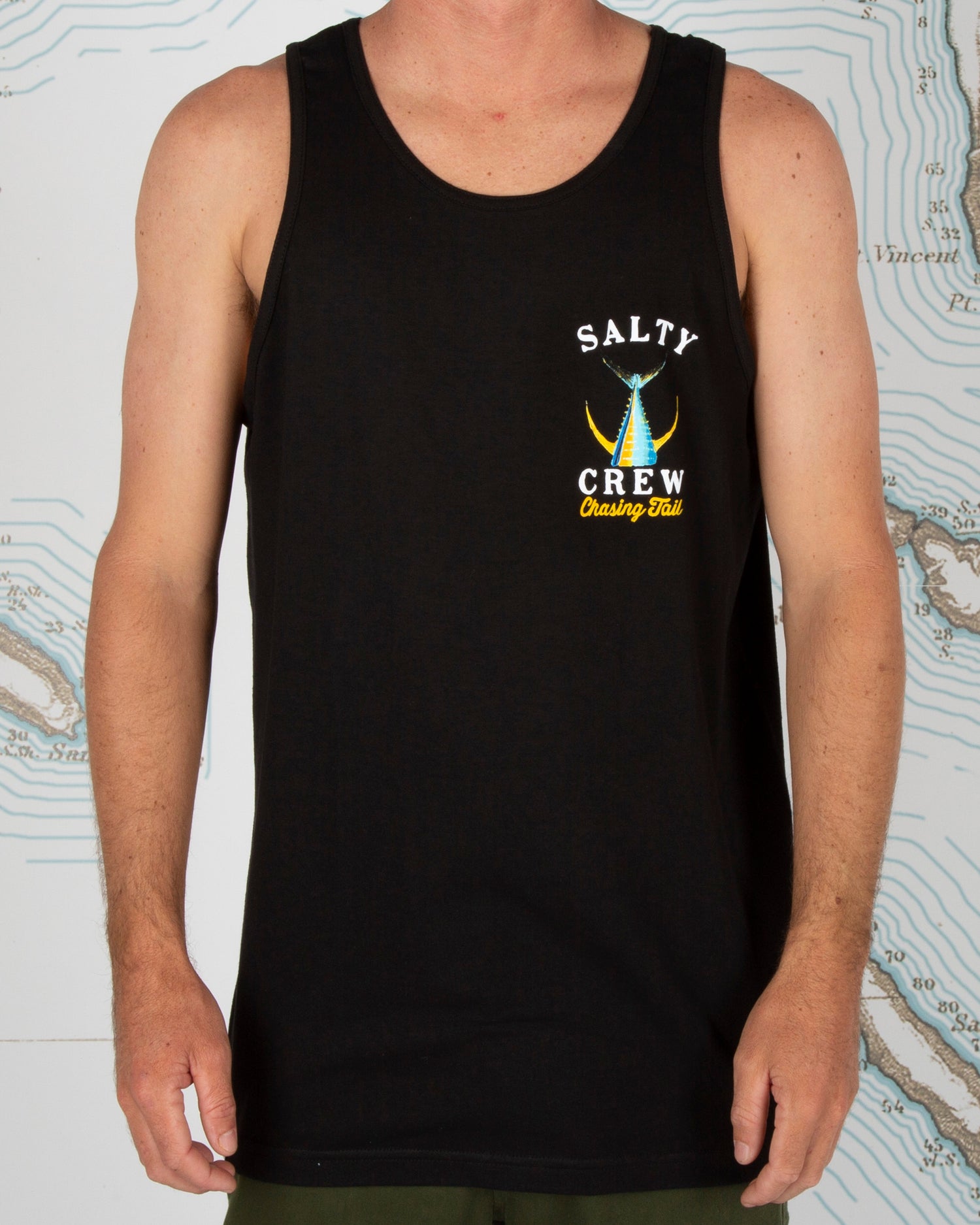 front on body view of Tailed Black Tank