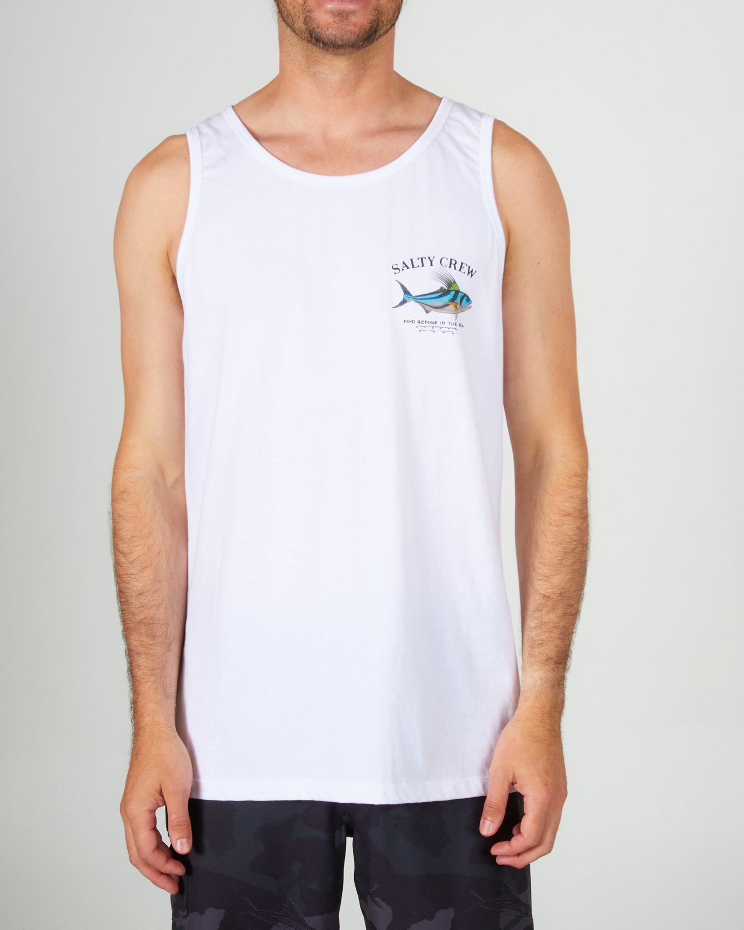 front view of Rooster White Tank