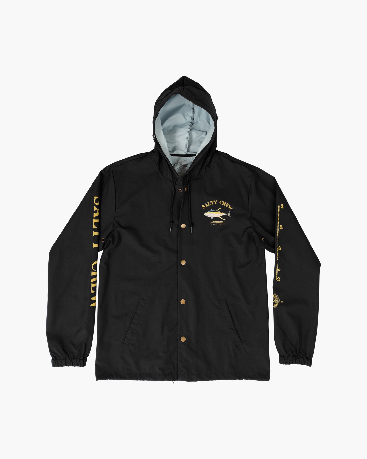 Off body front of Ahi Mount Black Snap Jacket