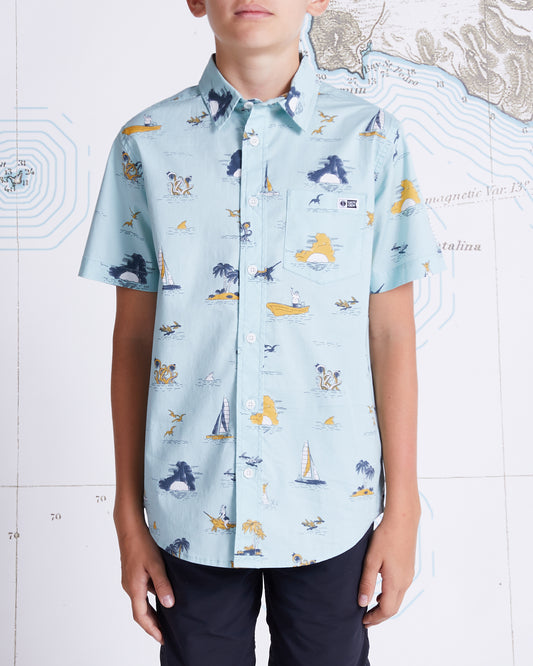 Lay Day Boys Aqua S/S Woven