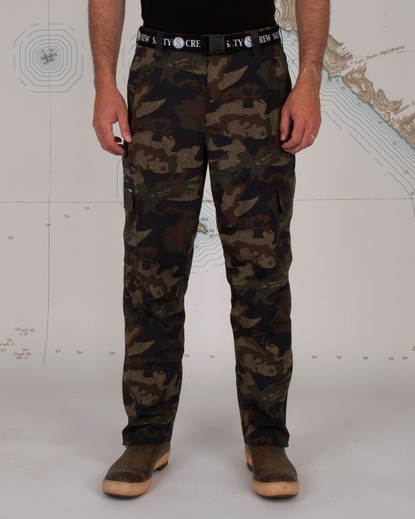 On body front of Pinnacle Camo Pant