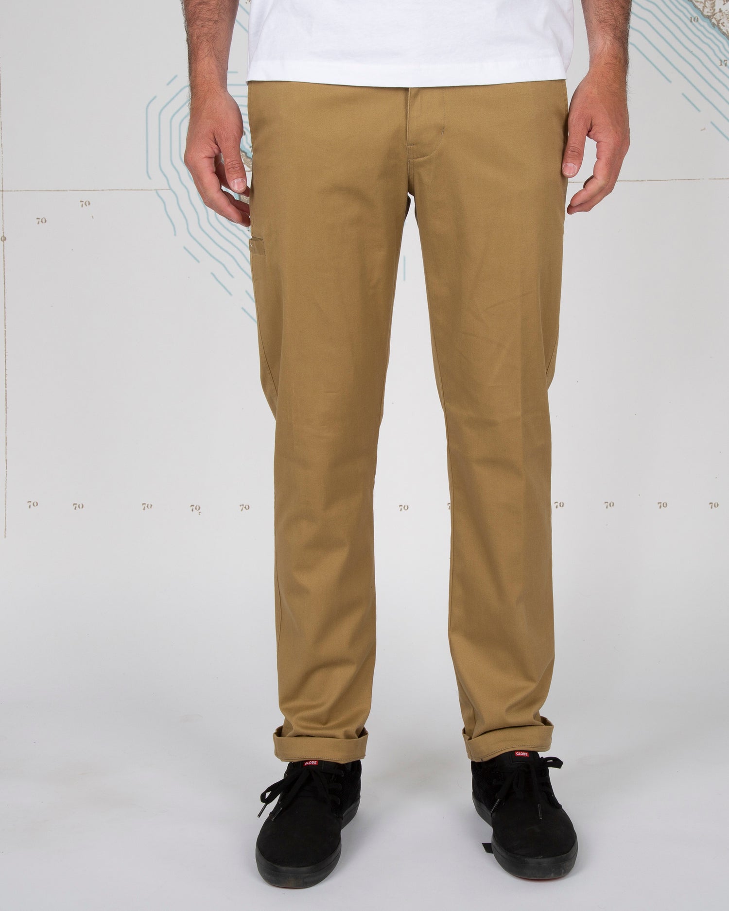 On body front of Deckhand Workwear Brown Chino Pant