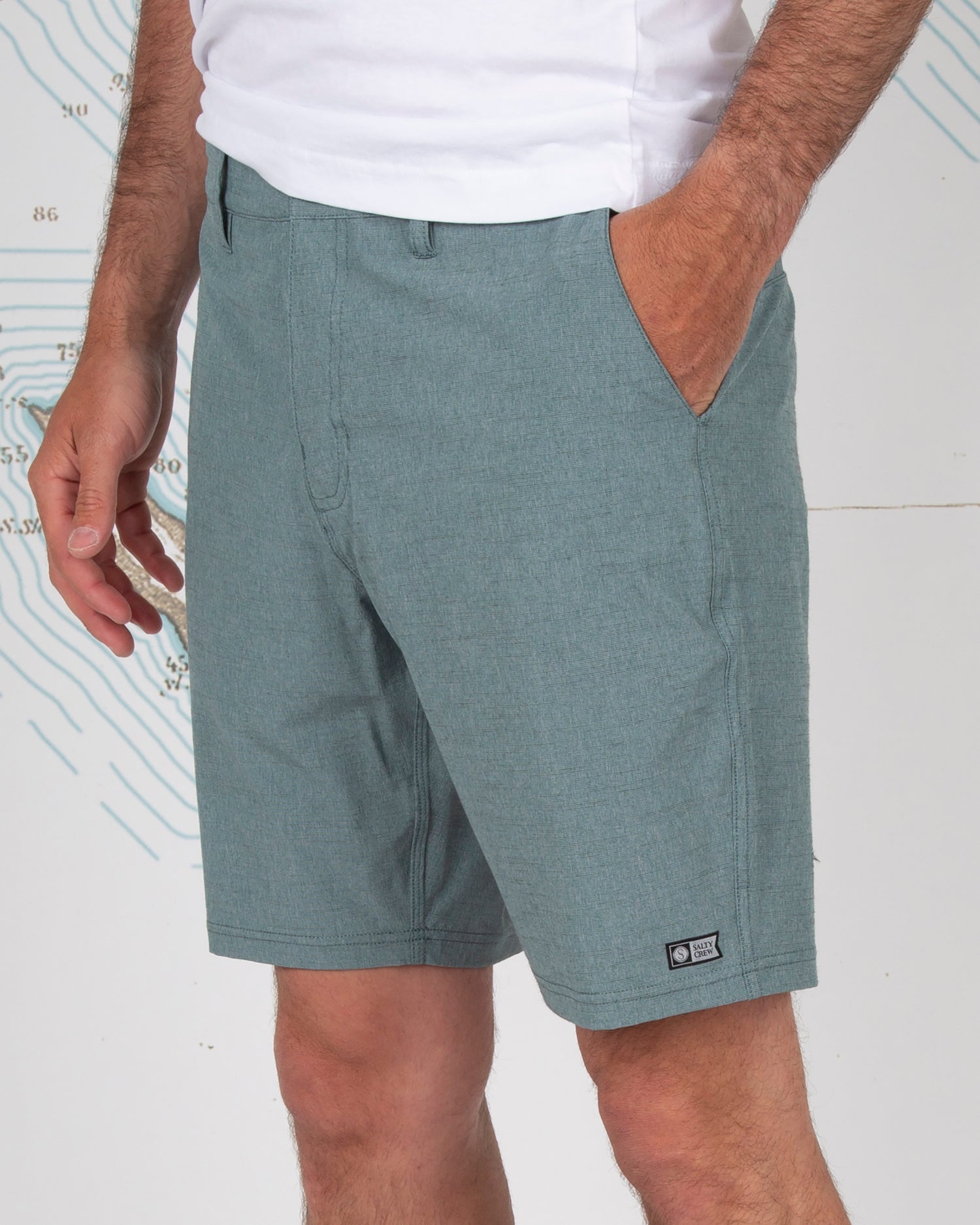 On body front angle of Drifter 2 Pine Hybrid Walkshort