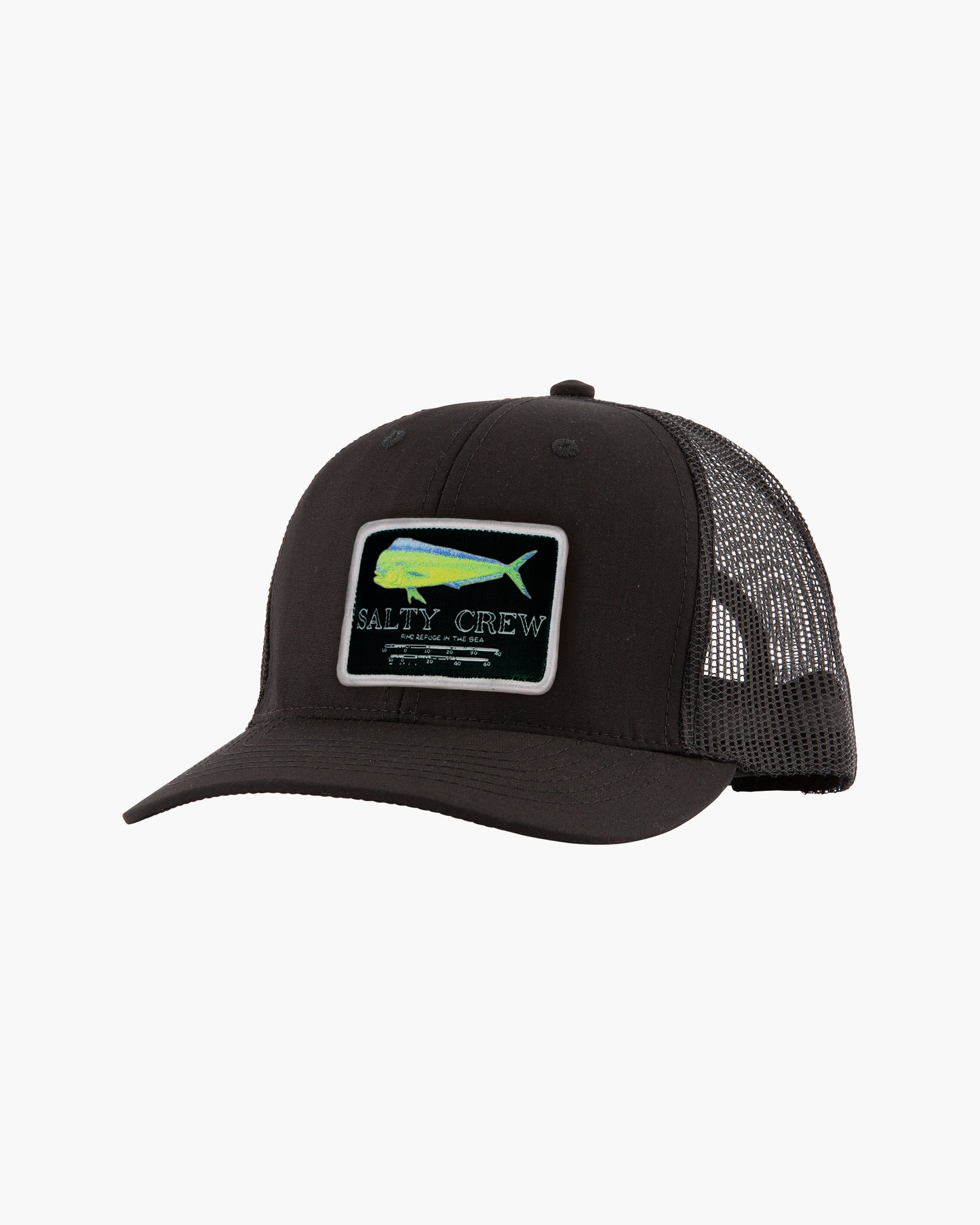Front of Mahi Mount Black Retro Trucker