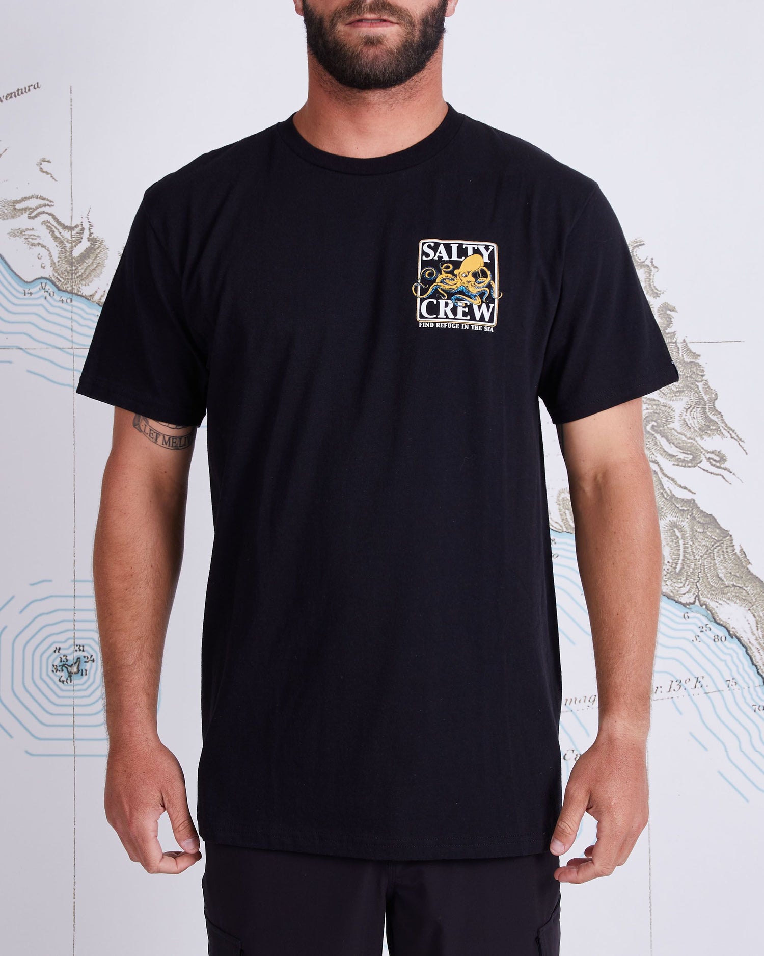 On body front of Ink Slinger Black S/S Standard Tee