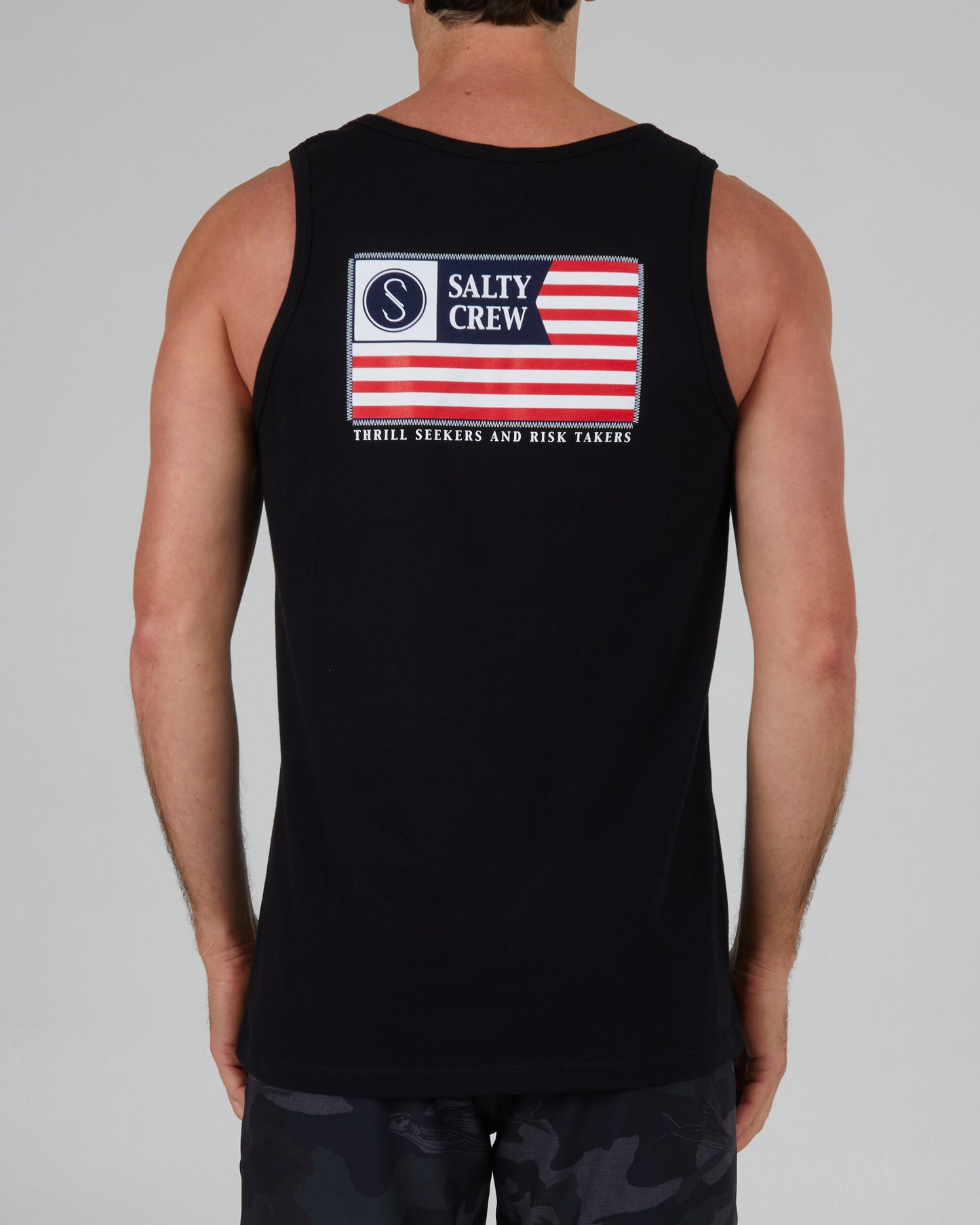 back view of Freedom Flag Black Tank