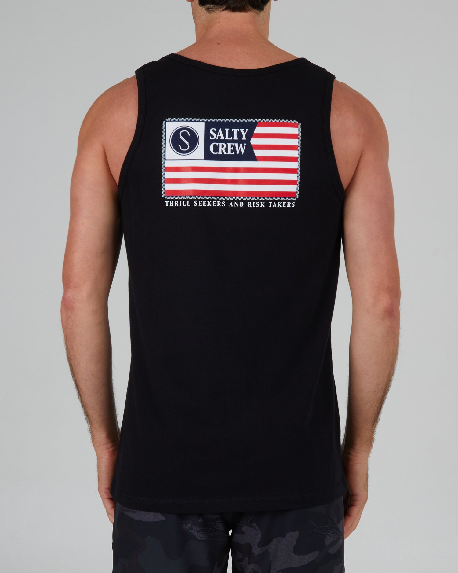 back view of Freedom Flag Black Tank