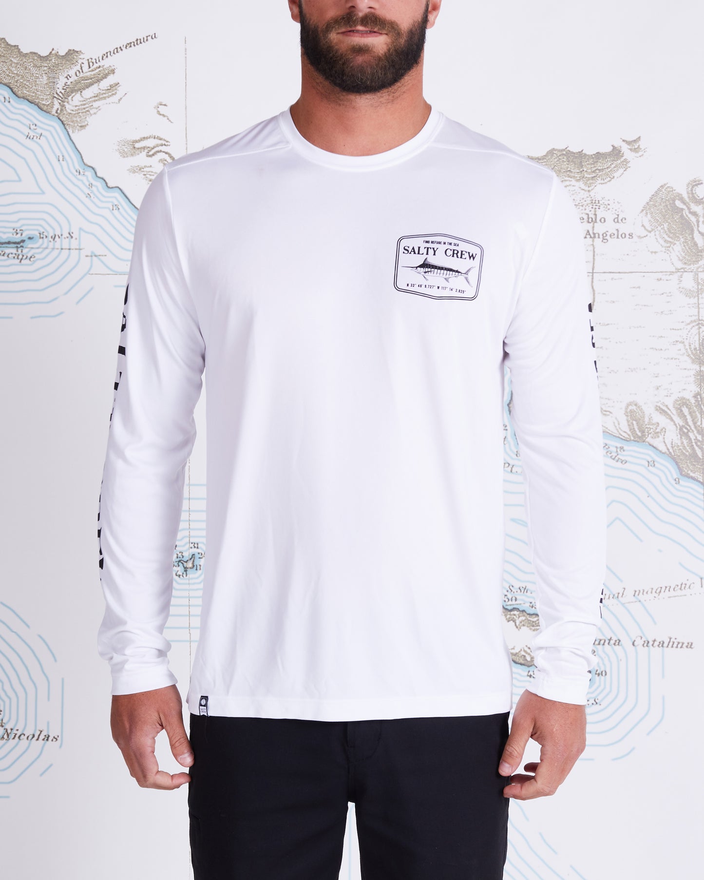 front of Stealth White L/S Sunshirt