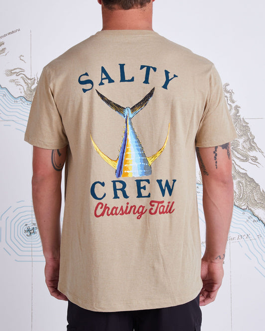 On body back of Tailed Khaki Heather S/S Standard Tee