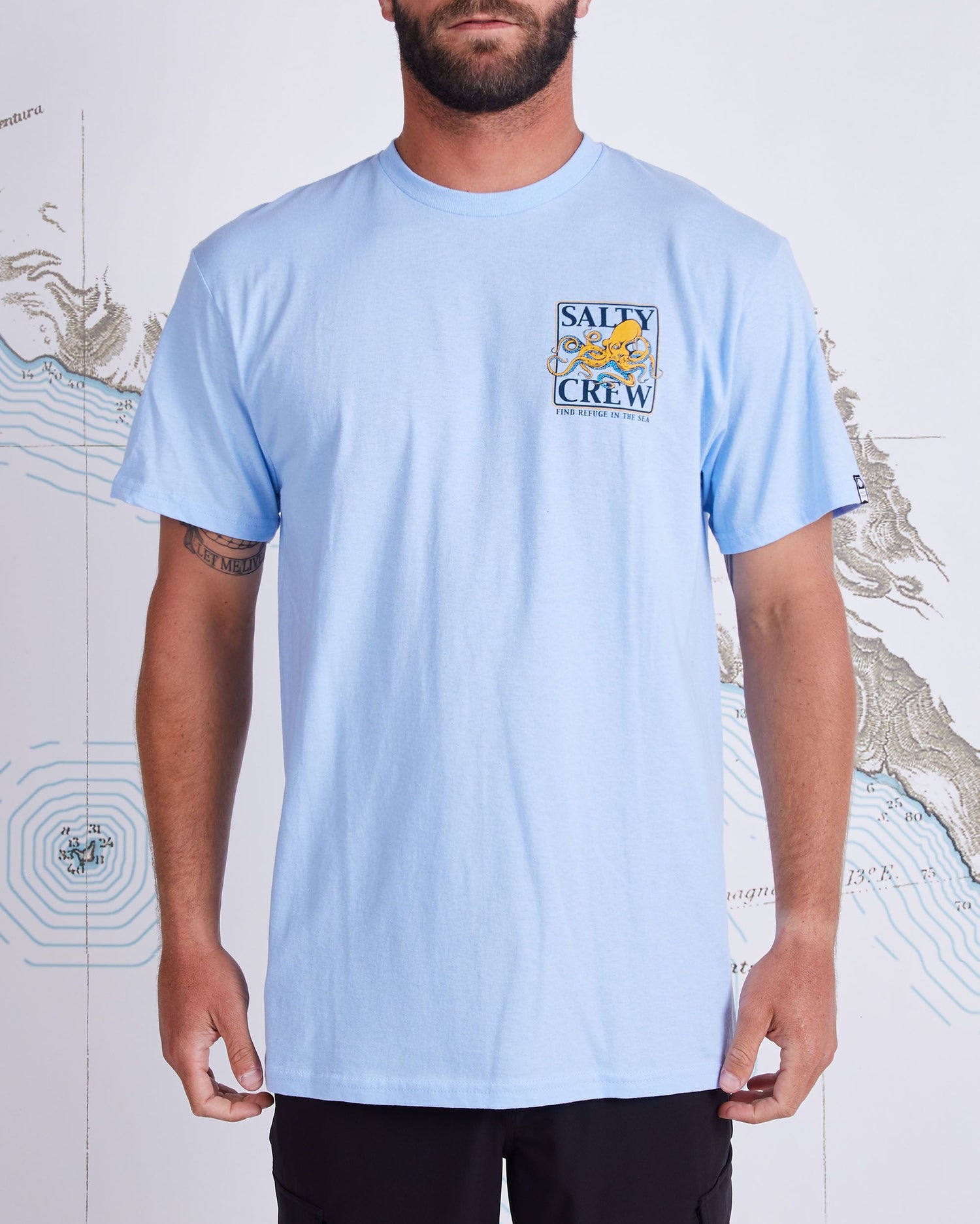 front graphic of Ink Slinger Light Blue S/S Standard Tee