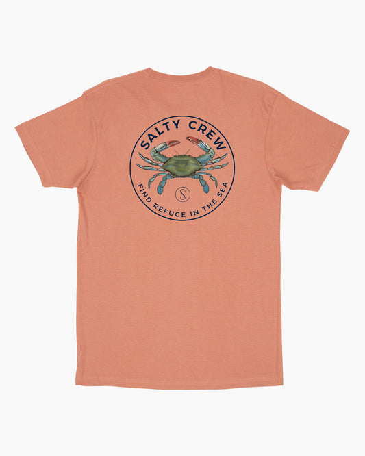 Off body back of Blue Crabber Coral S/S Premium Tee
