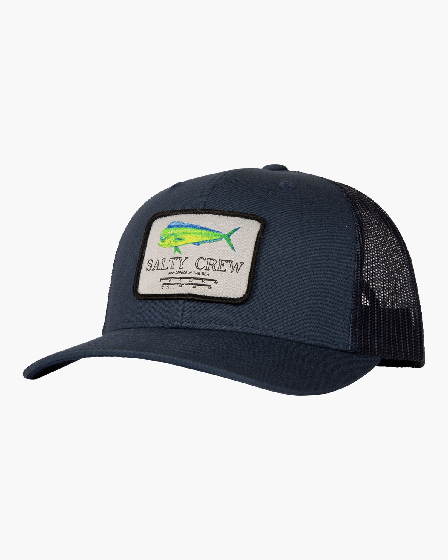 Front of Mahi Mount Navy Retro Trucker