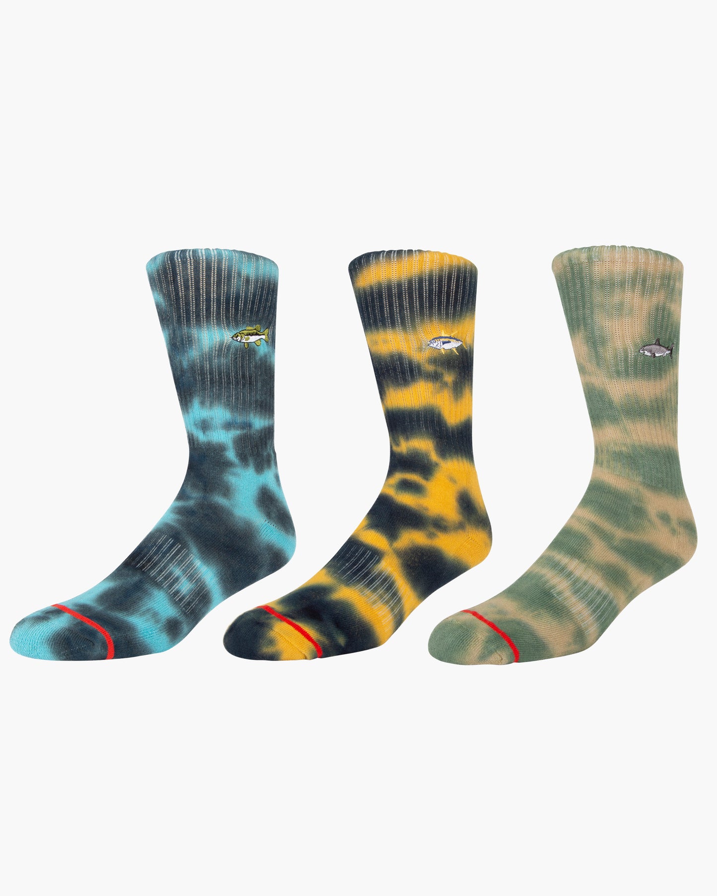 front angled view of the Fishsticks Tie Dye Sock 3 Pack