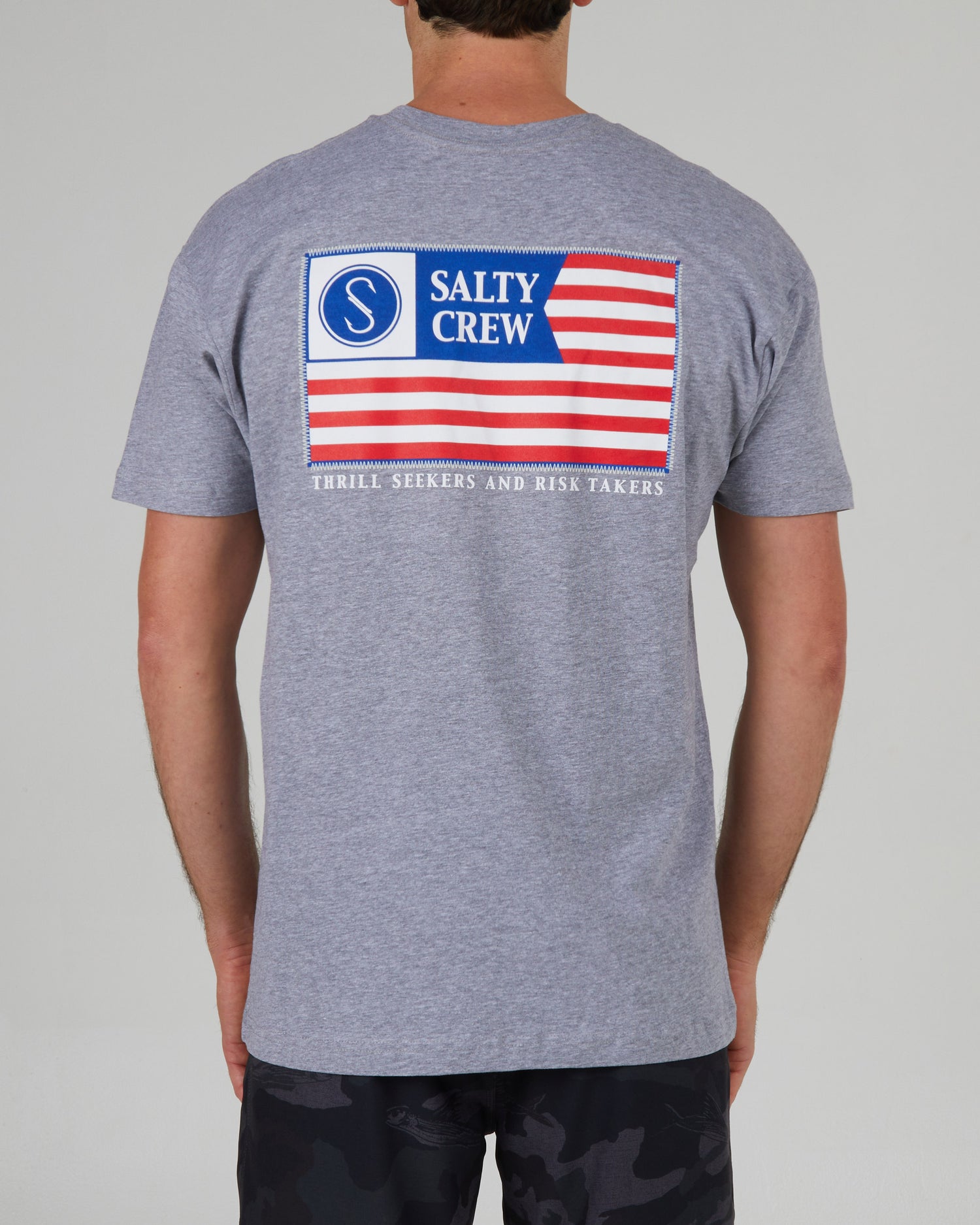 On body back of the Freedom Flag Athletic Heather S/S Premium Tee