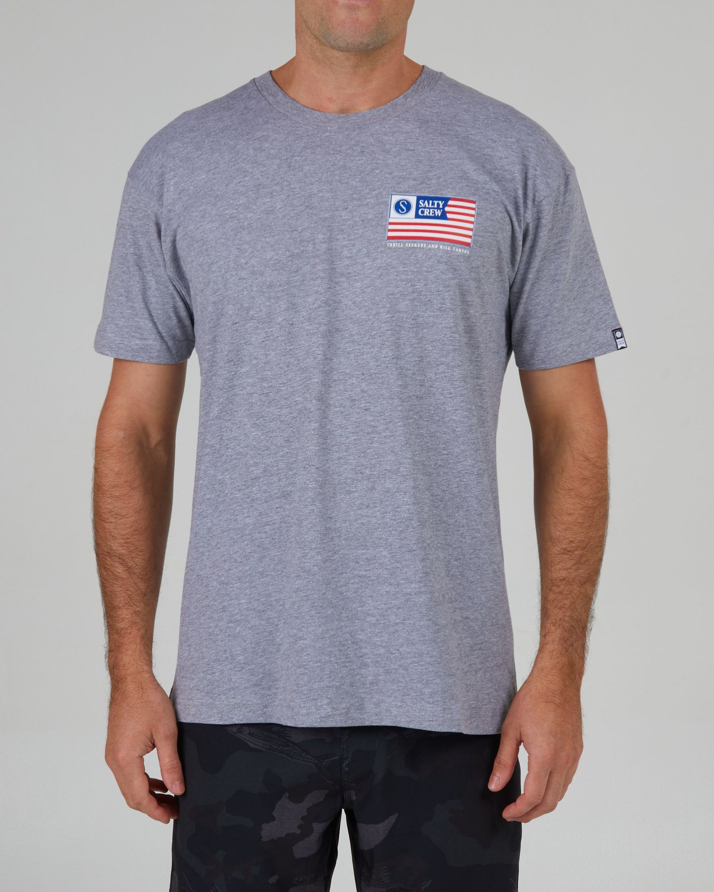 On body front of the Freedom Flag Athletic Heather S/S Premium Tee