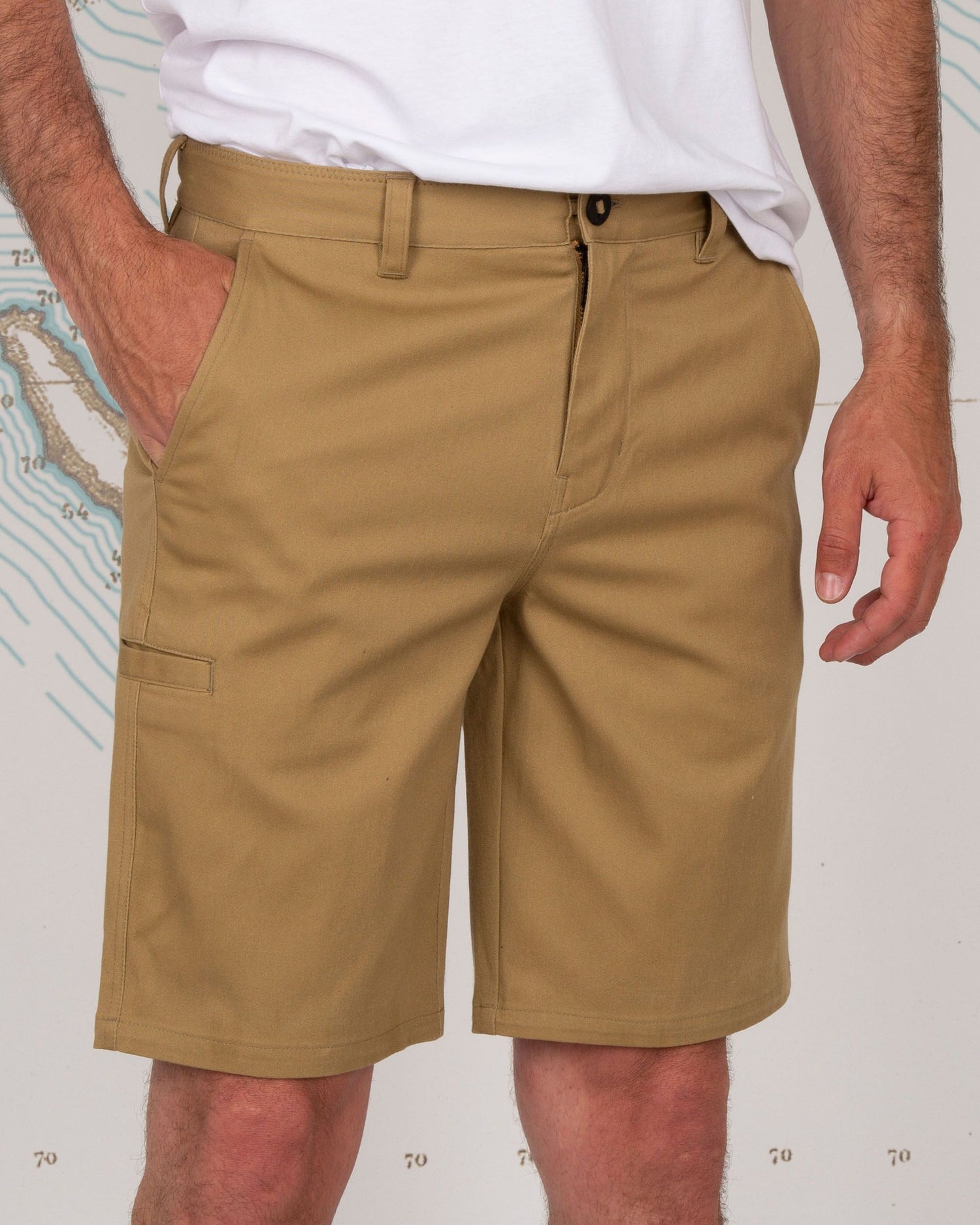 utility pocket detail of Deckhand Workwear Brown Chino Walkshort