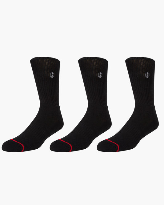 front angled Line Up Black Sock 3 Pack