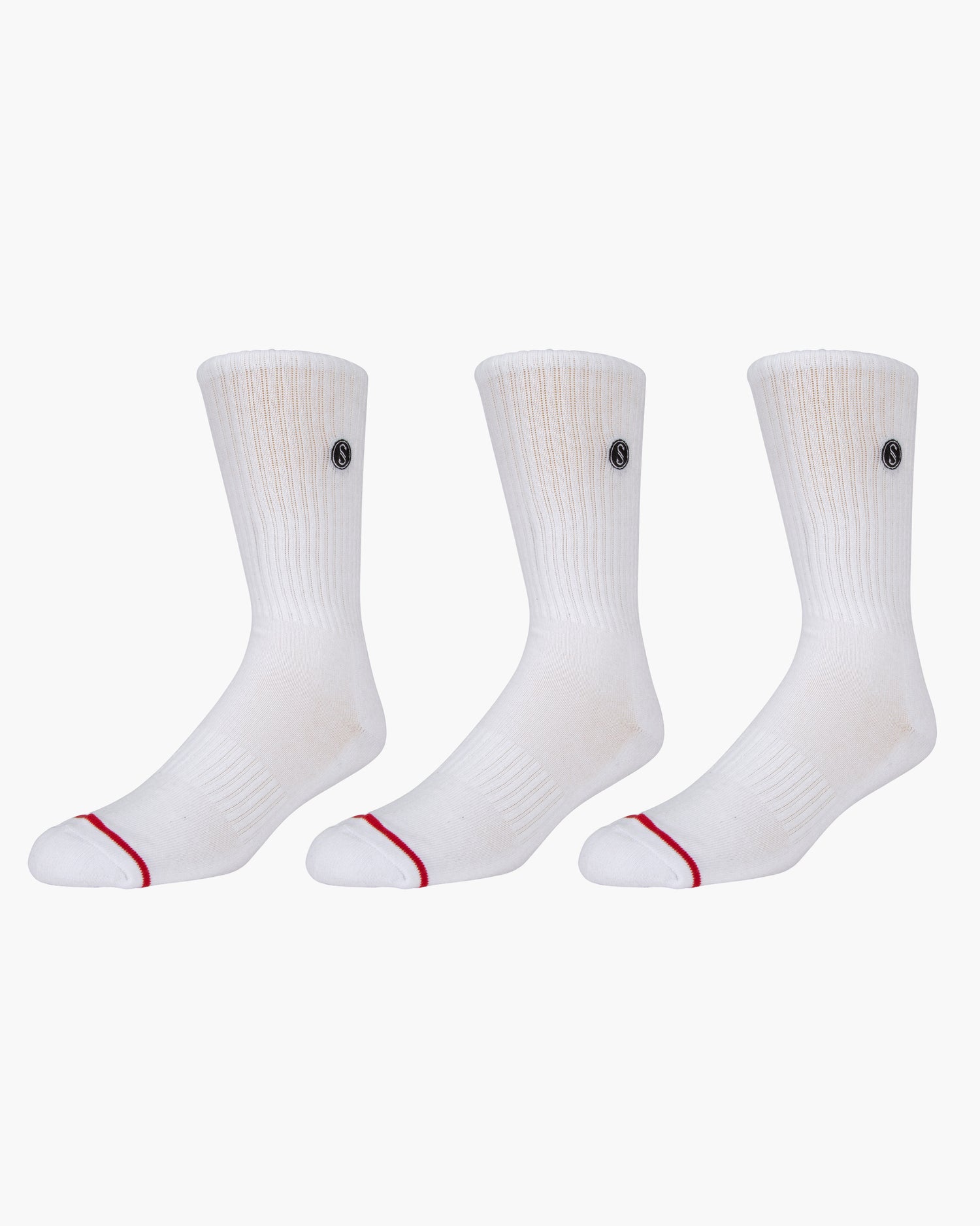 front angled view of Line Up White Sock 3 Pack
