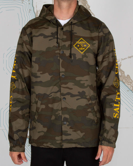 On body front of Tippet Camo Snap Jacket