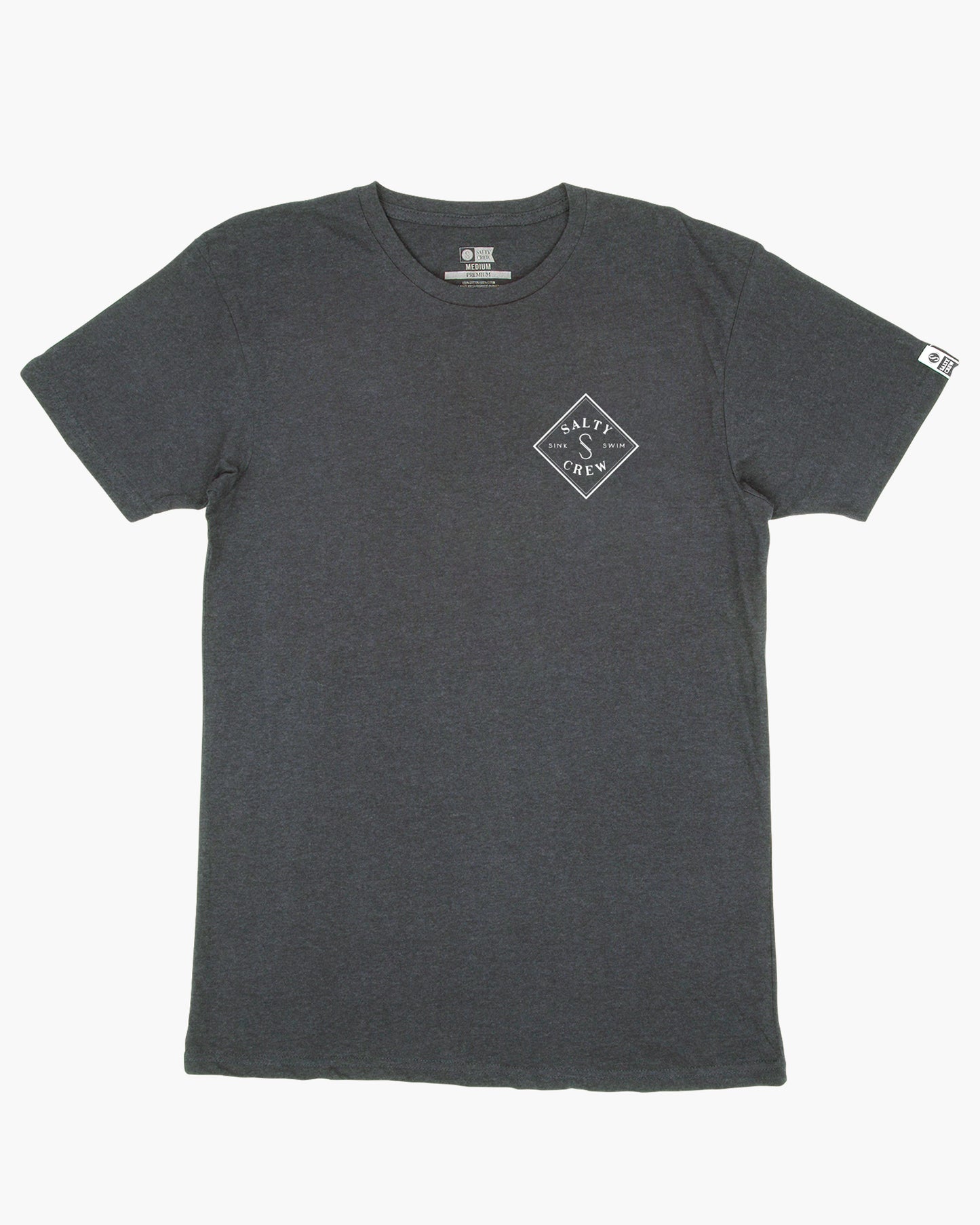 front view of Tippet Charcoal Heather S/S Premium Tee